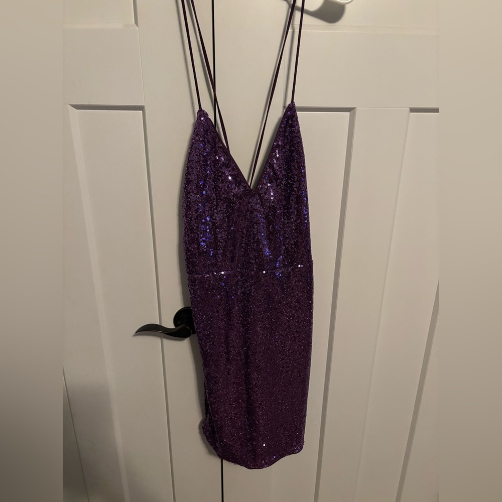 SHEIN Purple Sequin Mini Dress